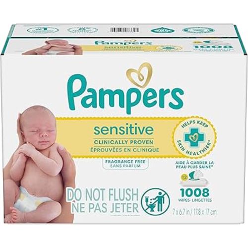 Pampers Baby Wipes Sensitive Perfume Free 12X Pop-Top Packs, 1 Pack (Count of 1008)