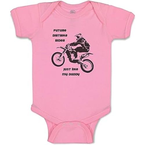 Cute Rascals Custom Boy & Girl Baby Bodysuit Future Dirt Bike Rider Like My Daddy Funny Cotton Baby Clothes Soft Pink Design Only 6 Months
