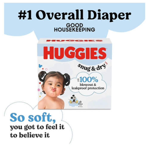 Huggies Size 1 Diapers, Snug & Dry Newborn Diapers, Size 1 (8-14 lbs), 128 Count, Packaging May Vary