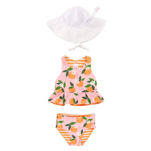 Reversible Tankini Two-Piece Swimsuit & Hat Set (6-12 M)