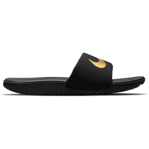 Amazon.com | Nike Little/Big Kid's Kawa Slides, Black/Metallic Gold, 1Y | Sandals