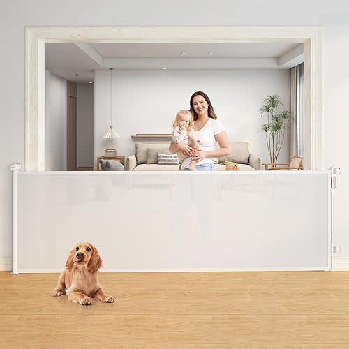 Momcozy Baby Gate 41'' Tall 118'' Wide 【 Extra Wide 】 for Large Opening Retractable Baby Gates for Child and Large Pets Safety Dog Gate for Stairs, Doorways, Hallways, Indoor, Outdoor