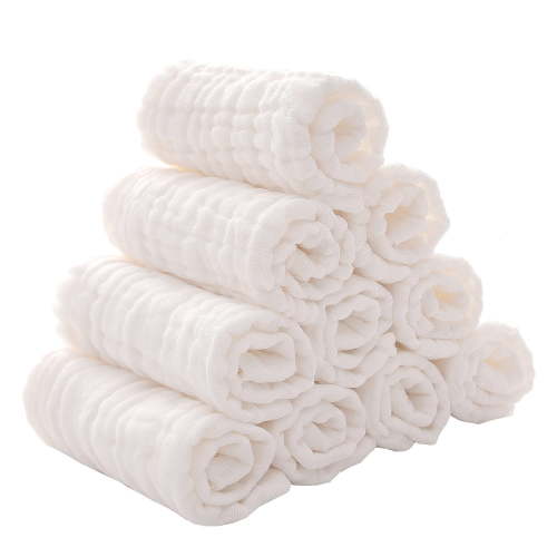 Muslin Baby Washcloths Pack of 10,Natural Purified Muslin Cotton Baby Wipes 6 Layer Absorbent Soft Newborn Baby Face Towel for Sensitive Skin,Baby Registry as Shower,12x12 inches