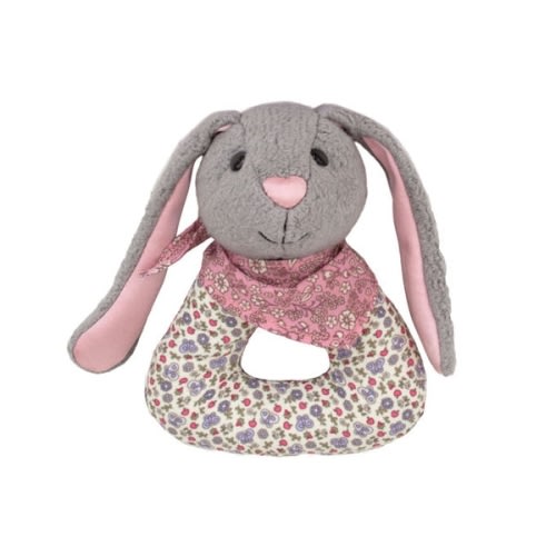Apple Park Kids | 100% Organic Cotton (Corn Filled Patterned Rattle - Bunny