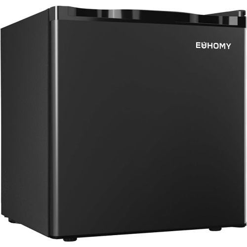EUHOMY 1.7 Cu.Ft Mini Fridge, Reversible Single Door Compact Refrigerator, Adjustable Thermostat, Energy Saving, Mini Fridge for Bedroom, Office, Dorm, Black