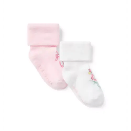 Baby White And Pink Blossom Baby Seahorse And Floral Sock 2-Pack by Janie and Jack