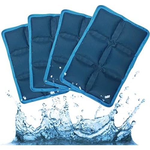 Small Ice Packs for Lunch Boxes, 4PCS Slim & Flexible Cold Packs (6” x 4” x 0.7”), Long Lasting Reusable Soft Gel Freezer Packs for Lunch Bags, Coolers, School Kids, Travel and Camping