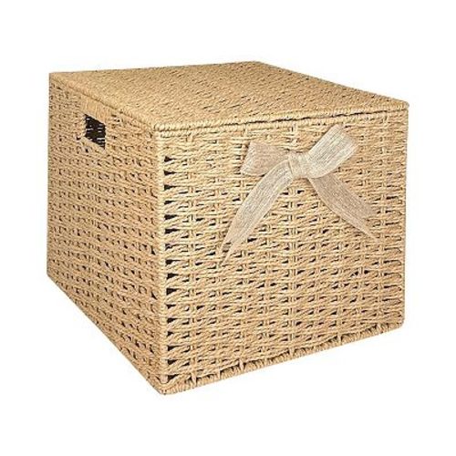 Belle Maison Large Paper Weave Lidded Bin With Bow