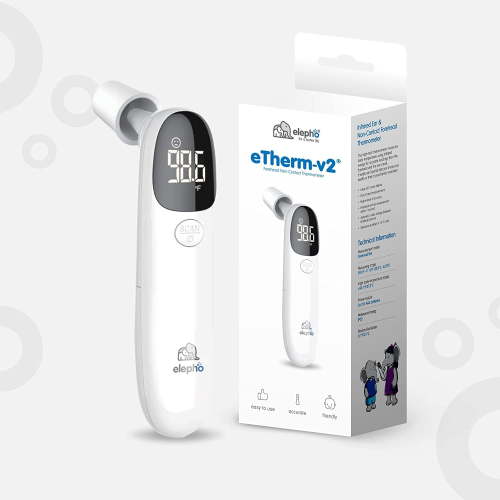 Elepho, eTherm V2 Infrared Ear and Forehead Thermometer for for All Age Groups, Battery Operated Thermometer