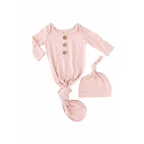 Solid Petal Pink Bamboo Baby Knot Gown & Hat
