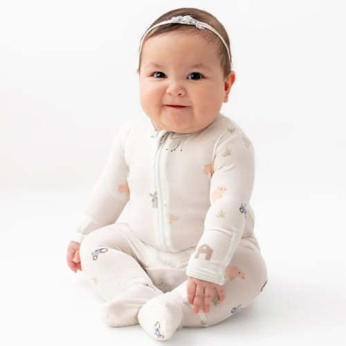Bamboo Little Zippered Footie - Farm Animals