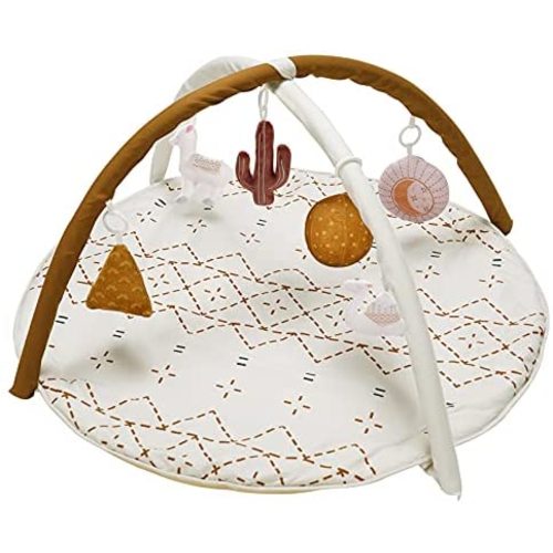 Baby Play Mat, Macrame Activity Gym Stage-Based Sensory and Motor Skill Development Language Discovery Baby Play Gym and Playmats for Newborn with 6 Featured Toys Thicker and Non Slip Mat Washable