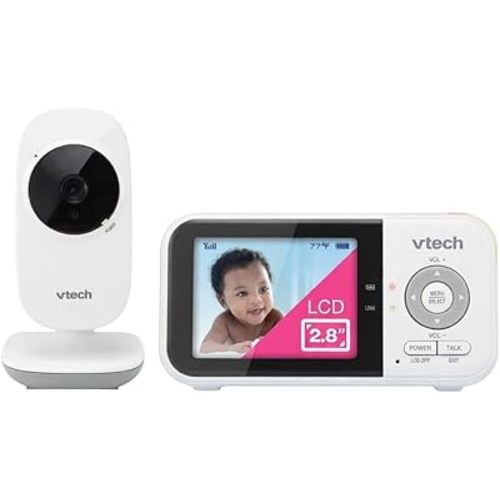 VTech VM819 Baby Monitor with Camera and Audio, 2.8” Screen Portable Baby Camera, Night Vision, 2-Way Audio, Temperature Sensor and Lullabies, Secure Transmission No WiFi, Ideal for Baby/Elderly/Pet