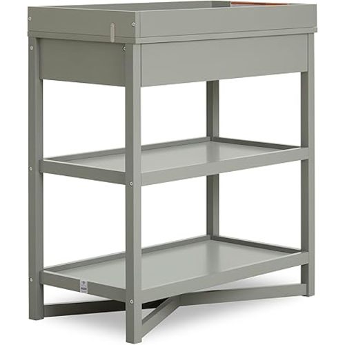 Dream On Me Owen Changing Table in Sea Grass, BSA Certified, with Two Bottom Shelves for Storage