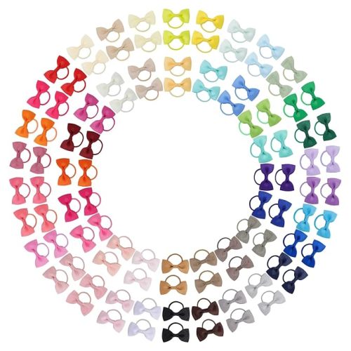 100PCS Baby Girls Hair Bows Ties 2 Inch Ponytail Holder Hair Ties