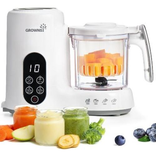 Grownsy Baby Food Maker, Steamer & Blender, BPA-Free Elevated Steam Basket, Healthy Homemade Purees, Starting Solids & BLW, 6+ Months