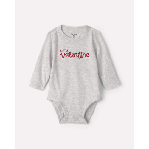 Baby 'Little Valentine' Long-Sleeve Graphic Bodysuit - Grey | Carter's