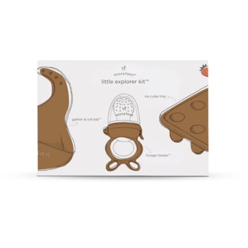 Little Explorer Kit – Feeder, Ice Cube Tray & Gather & Roll Bib Bundle – Moss & Fawn