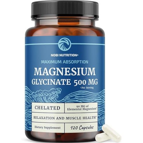 Magnesium Glycinate 500mg, High Absorption, Sleep & Relaxation Support