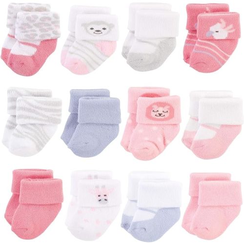 Hudson Baby Baby Girls' Cotton Rich Newborn and Terry Socks