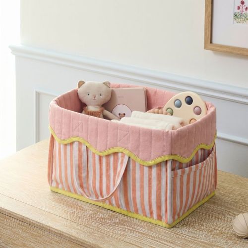 Pink Chicken Stripe Diaper Caddy