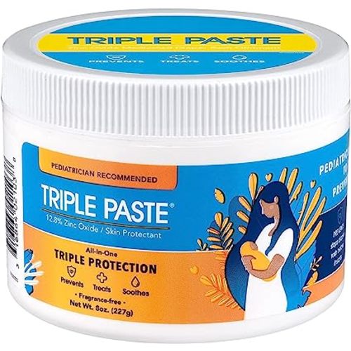 Triple Paste Diaper Rash Cream for Baby - 8 Oz Tub - Zinc Oxide Ointment Treats, Soothes and Prevents Diaper Rash - Pediatrician-Recommended Hypoallergenic Formula with Soothing Botanicals - 8 Ounce