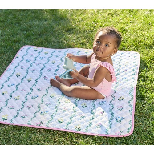Pastel Stripe Floral All Weather Playmat
