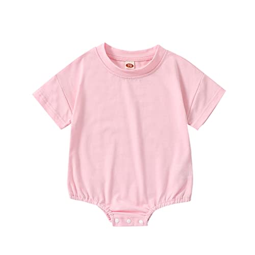 Merqwadd Baby Boy Girl Bubble Romper Infant Oversize Plain Crewneck T-Shirt Bodysuit Tops