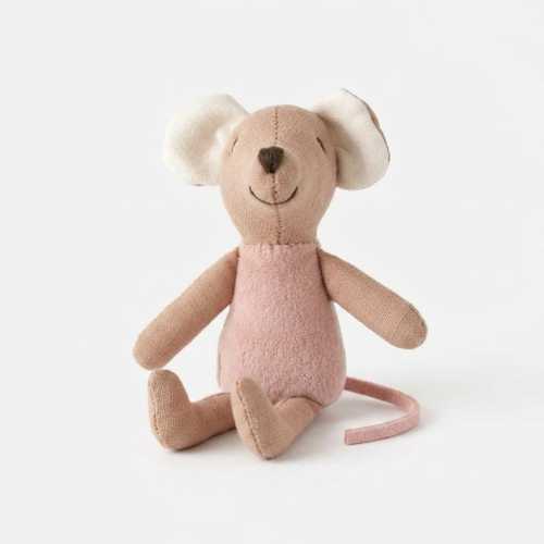 Baby Shower Gift Pink Mouse, Tiny Velvet Mouse Doll, Nordic Nursery Decor, Heirloom Baby Gift, New Mom Gift, Dollhouse Mouse Pink