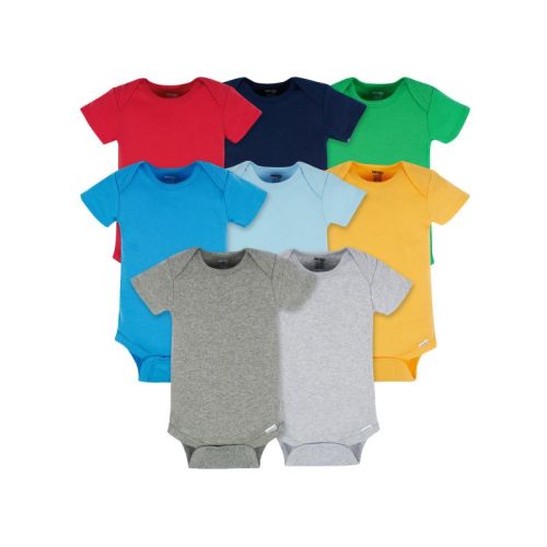 Gerber Baby Neutral Short Sleeve Onesies Bodysuits - Classic Rainbow - 8-Pack