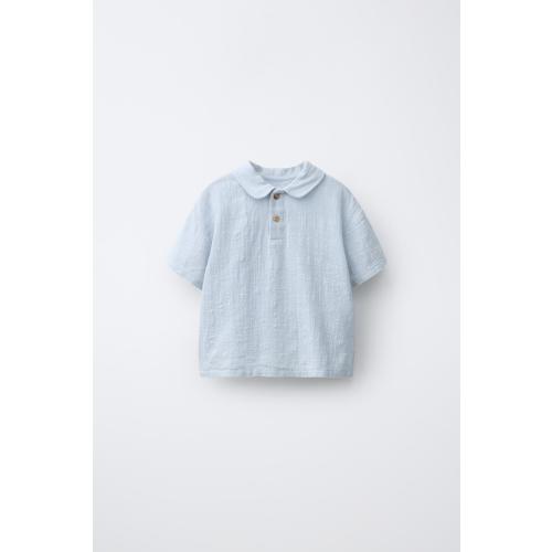 TEXTURED CONTRAST POLO T-SHIRT - Bluish | ZARA United States