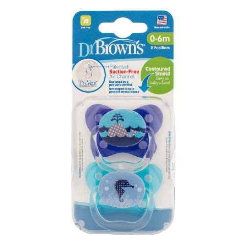 Dr Browns Soother Prevent Contoured Stage 1 0-6Mth+ Blue