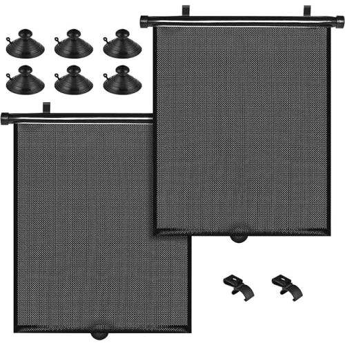 PLTCAT 2 Pack Large Car Sun Shade Side Window for Baby, Roller Vehicle Shades Sun Protection Shade for SUV Truck Side Window(Large-18''x20'')