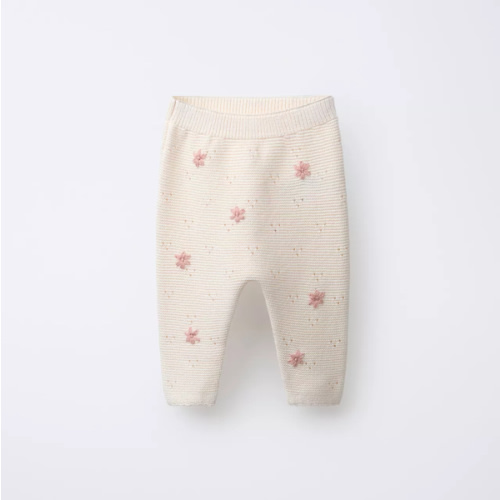 EMBROIDERED FLORAL KNIT PANTS - Mid-ecru | ZARA United States