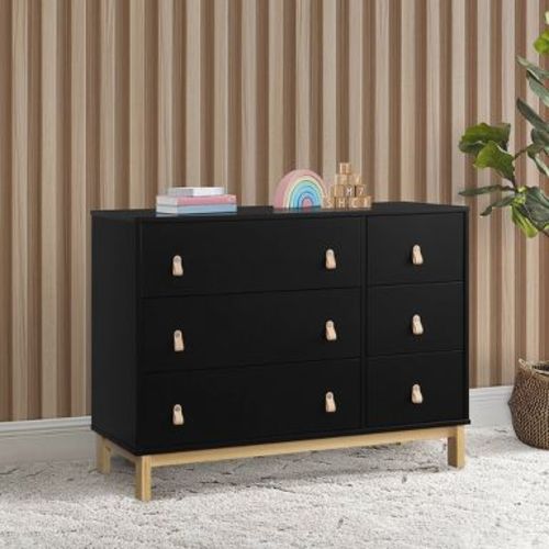 babyGap by Delta Children Legacy 6 Drawer Dresser with Leather Pulls and Interlocking Drawers - Black/Natural