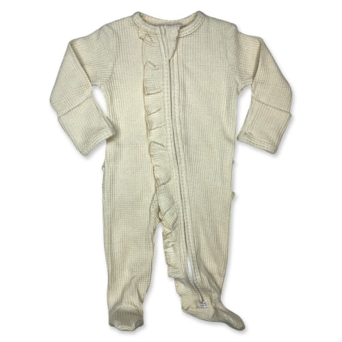 Beige -Ruffled- Waffle Footed Jammies – Cowkid Clothing Company