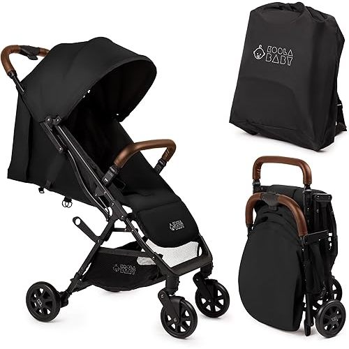 Lightweight Travel Stroller for Baby & Toddlers - Easy Fold & Compact Stroller for Airplane with Canopy, Storage Basket, Multi-Position Recline & Convenient One-Hand Fold, Travel Bag Included (Black)
