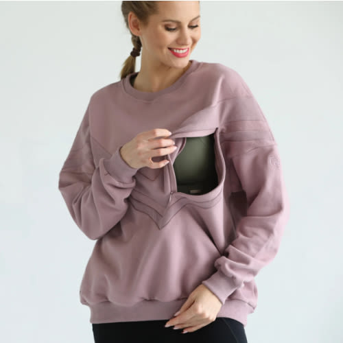 Isabella Oversized Nursing & Pregnancy Sweatshirt (Lavender Smoke) – Sweat and Milk LLC