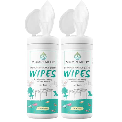 MOMREMEDY Hydrogen Peroxide Cleaning Wipes | All Purpose Cleaner and Stain Remover | Multipurpose for Home, Kitchen, Bathroom, All Surfaces | Non-Toxic