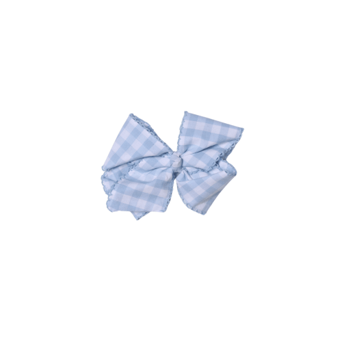 Scalloped Edge Blue Gingham Bow