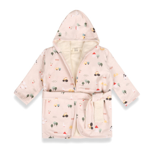 Organic Hooded Baby Bathrobe - Farm