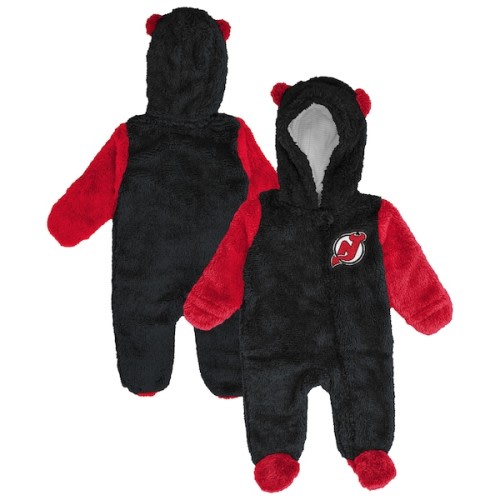 Infant & Newborn New Jersey Devils Outerstuff Black Stay Napping Fleece Bunting Full-Zip Hooded Sleeper
