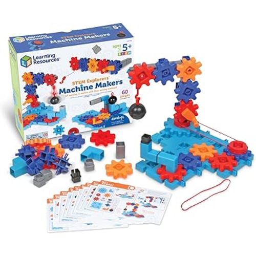 Learning Resources STEM Explorers Machine Makers - 60 Pieces, Ages 5+, Building Montessori Toys, Engineering Activities, Fine Motor Skills
