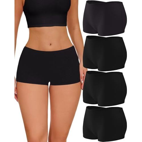 ROSYCORAL Boy Shorts Underwear for Women Cotton Panties Mid Rise Undies Full Coverage Boxers Briefs Boyshort 4 Pack S-XXL