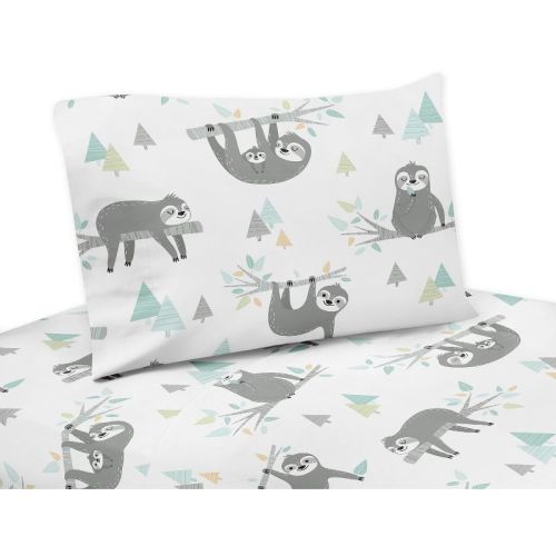Sweet Jojo Designs Boy, Girl, Unisex/Gender Neutral Kids Twin Sheet Set Sloth Blue Grey and White 3 pc