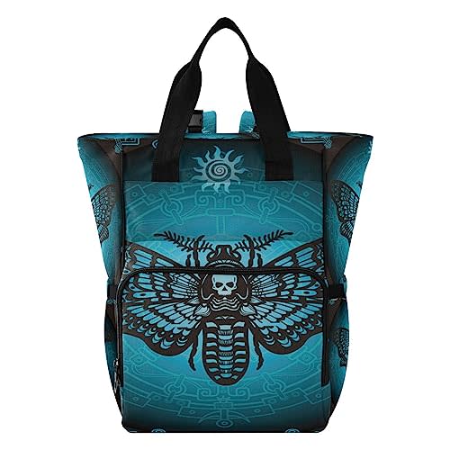 MNSRUU Diaper Bag Skull Butterfly Diaper Bag Backpack Multifunction Travel Diaper Bag Tote Large Capacity Diaper Changing Backpacks for Moms Dads
