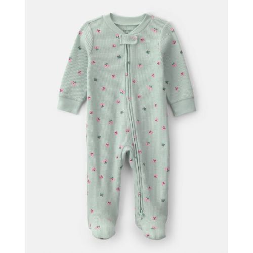 Baby Girl Butterfly Cotton 2-Way Zip Thermal Sleep & Play Pajamas - Green | Carter's
