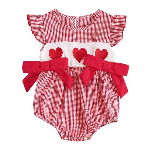 MoZiKQin Baby Girl 4th of July Outfit Newborn American Flag Bubble Romper Bowknot Ruffle Bodysuit Smocked Baby Clothes