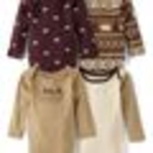 The Children's Place Baby Boys Bear Bodysuit 4-Pack | Size 0-3 M | Brown | Cotton