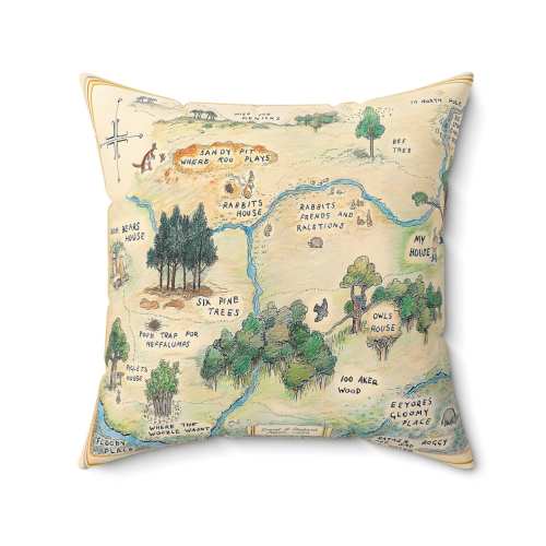 Winnie the Pooh Pillow: Hundred Acre Wood Map, Kids Nursery Decor